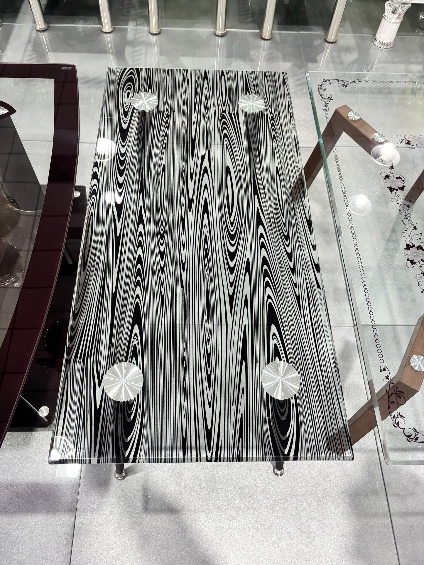 Modern glass and steel center table tp361