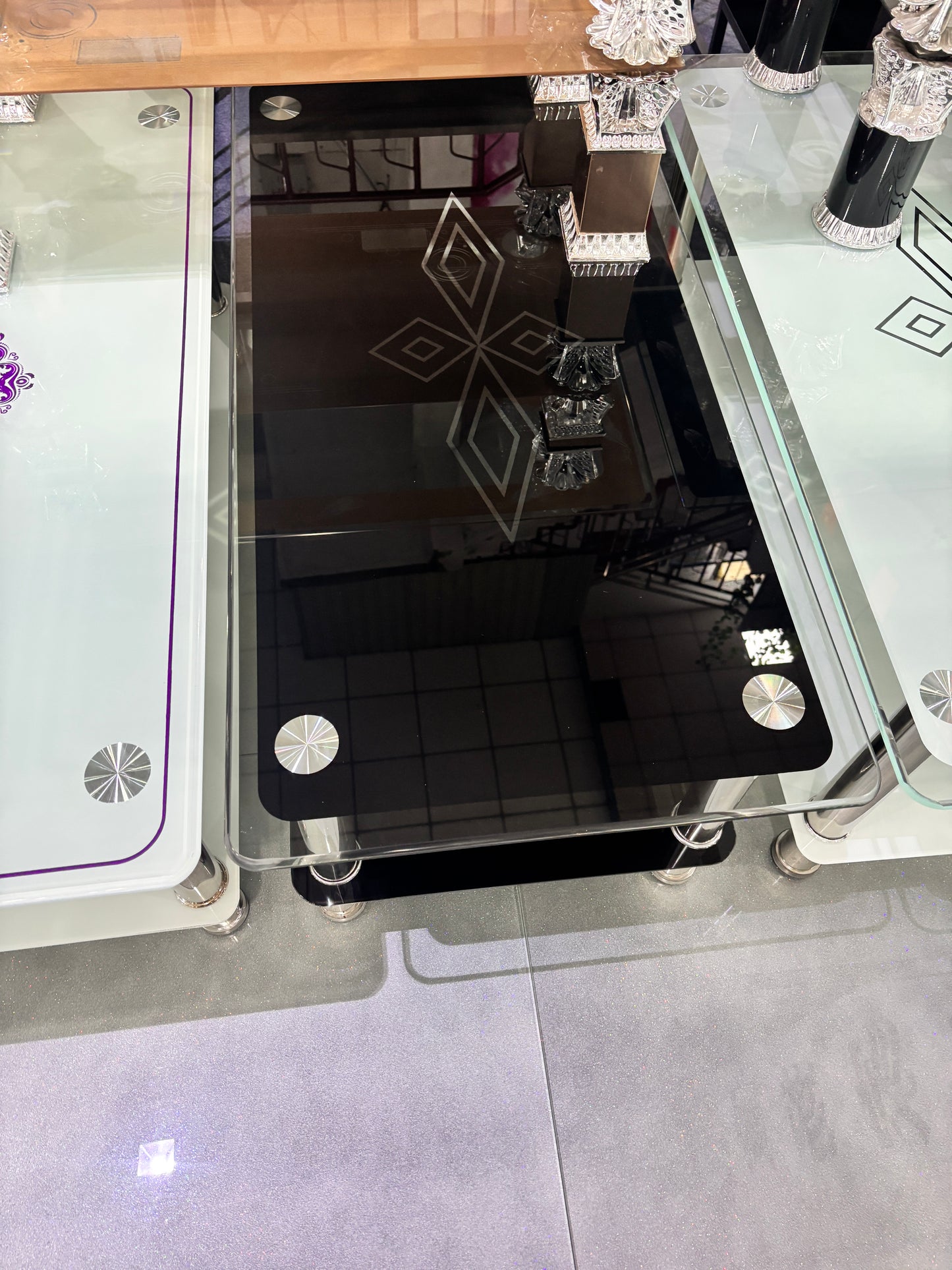 Modern glass and steel center table tp369